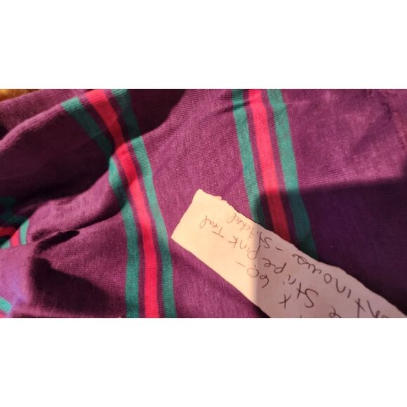 Material Red Green Purple Stripe Polyester / Cotton 24 x 60 Fabric T-Shirt we - Picture 3 of 4